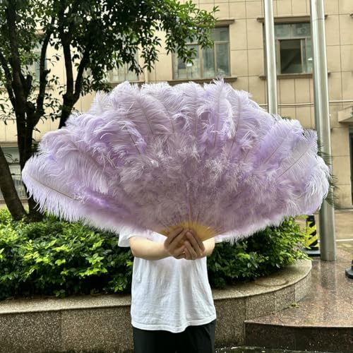 großer Straußventilator, Straußenfederfächer, Performance- und Dekorationszubehör, Mehrfarbig, 70/100/130 cm(21 Light Purple,70cm 1PCS) von NIUSABOU