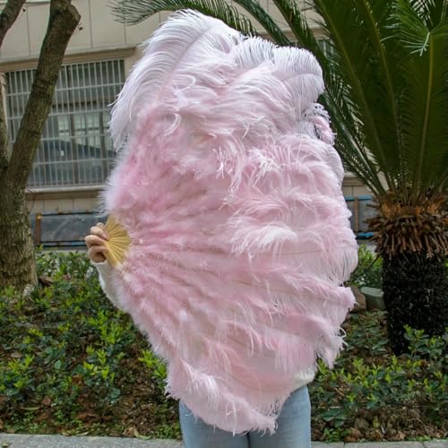 großer Straußventilator, Straußenfederfächer, Performance- und Dekorationszubehör, Mehrfarbig, 70/100/130 cm(24 Light Pink,70cm 1PCS) von NIUSABOU