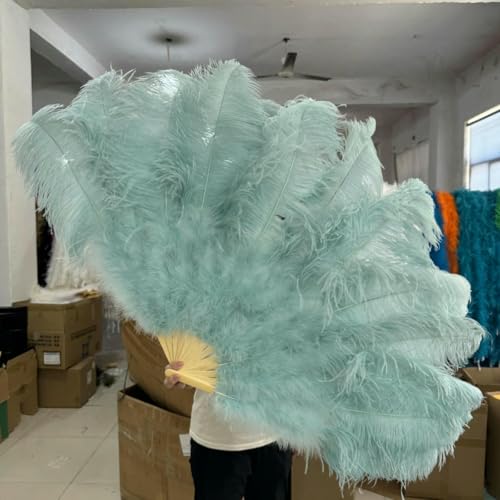 großer Straußventilator, Straußenfederfächer, Performance- und Dekorationszubehör, Mehrfarbig, 70/100/130 cm(27 Light Blue,130CM 1PCS) von NIUSABOU
