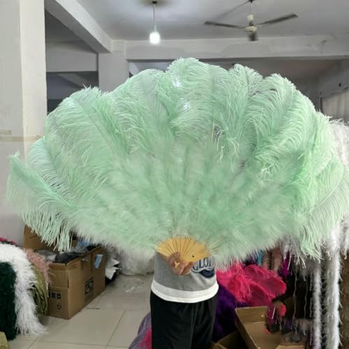 großer Straußventilator, Straußenfederfächer, Performance- und Dekorationszubehör, Mehrfarbig, 70/100/130 cm(33 Mint Green,70cm 1PCS) von NIUSABOU