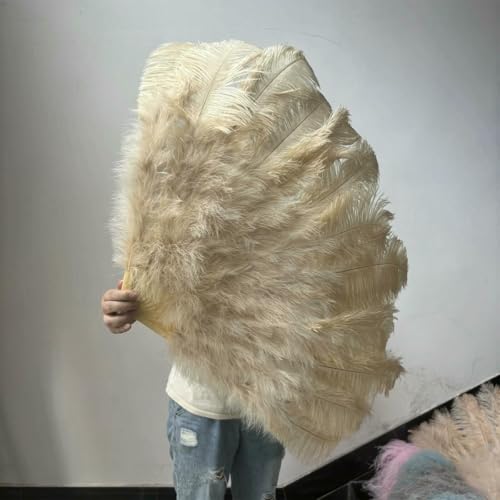 großer Straußventilator, Straußenfederfächer, Performance- und Dekorationszubehör, Mehrfarbig, 70/100/130 cm(47 Deep Khaki,100CM 1PCS) von NIUSABOU