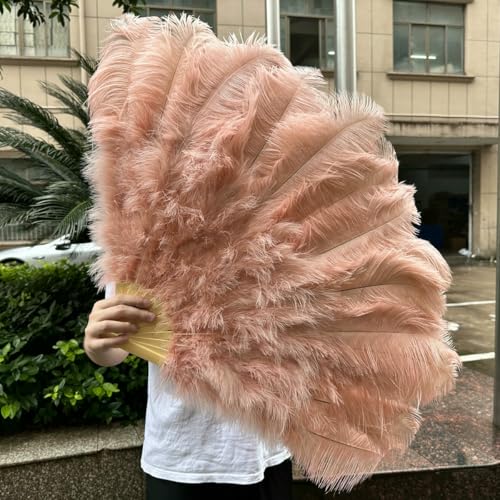 großer Straußventilator, Straußenfederfächer, Performance- und Dekorationszubehör, Mehrfarbig, 70/100/130 cm(52 Shrimp pink,100CM 1PCS) von NIUSABOU