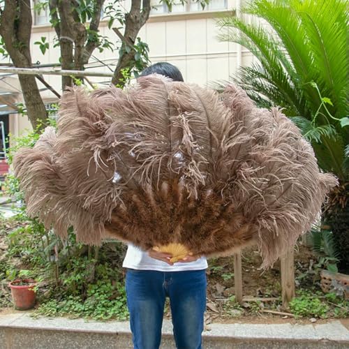 großer Straußventilator, Tanzfächer aus Straußenfedern, Mehrfarbig, 100 cm/130 cm(Coffee,100CM 2PCS) von NIUSABOU