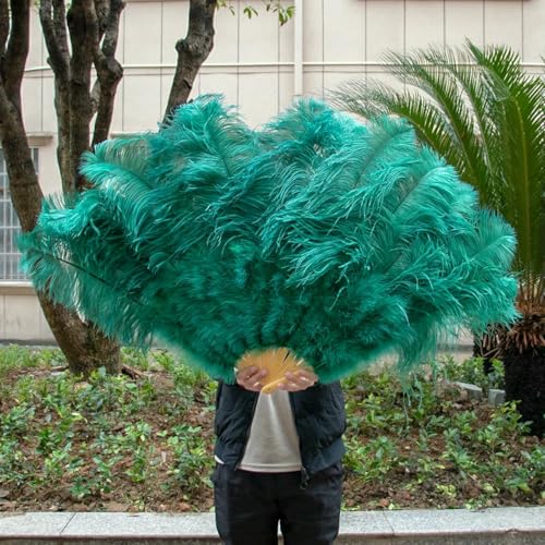 großer Straußventilator, Tanzfächer aus Straußenfedern, Mehrfarbig, 100 cm/130 cm(Dark Green,100CM 2PCS) von NIUSABOU