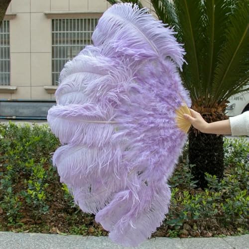 großer Straußventilator, Tanzfächer aus Straußenfedern, Mehrfarbig, 100 cm/130 cm(Light Purple,130cm 2PCS) von NIUSABOU