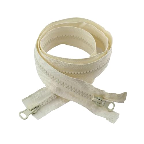 2 Stück 5# 80–150cm Doppelschieber-Harz-Reißverschluss, offene End-Reißverschlüsse, Kleidung, Jacke, Nähen, Reparaturzubehör, Beige, 100cm 2 Stück 5# 80–150cm Doppelschieber-Harz-Reißverschluss, offene End-Reißverschlüsse, Kleidung, Jacke, Nähen, Reparaturzubehör, Beige, 100cm von NIUXICH