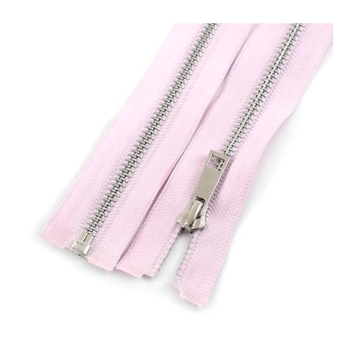 2 Stück 5# Metallreißverschlüsse 40/50/60/70/80cm Offener Reißverschluss Mantel Jacke Reißverschlüsse ersetzen Nähzubehör, Rosa, 60cm von NIUXICH