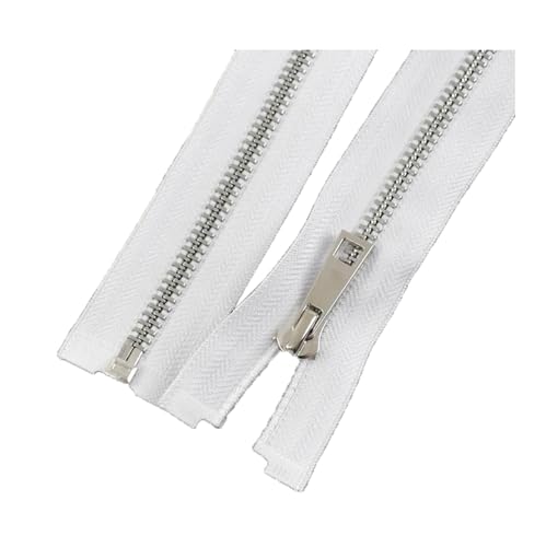 2 Stück 5# Metallreißverschlüsse 40/50/60/70/80cm Offener Reißverschluss Mantel Jacke Reißverschlüsse ersetzen Nähzubehör, Weiß, 60cm 2 Stück 5# Metallreißverschlüsse 40/50/60/70/80cm Offener Reißverschluss Mantel Jacke Reißverschlüsse ersetzen Nähzubehör, Weiß, 60cm von NIUXICH