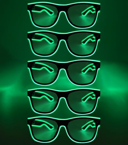 NIWWIN LED Brille, Cyberpunk LED Brille, flexibler Draht Neon Brille,Flashing LED Sonnenbrille Kostüme für Cosplay, Bar, Club, Partybrille, Geschenk, Party Gadgets, EDM, Halloween (5, Grün) von NIWWIN