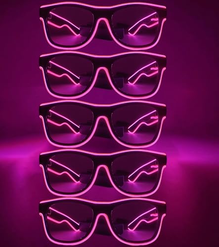 NIWWIN LED Brille, Cyberpunk LED Brille, flexibler Draht Neon Brille,Flashing LED Sonnenbrille Kostüme für Cosplay, Bar, Club, Partybrille, Geschenk, Party Gadgets, EDM, Halloween (5, Rosa) von NIWWIN