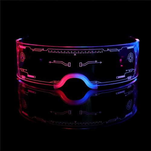 NIWWIN LED-Lichtgläser, futuristische leuchtende Eyewear, mit 7 Arten von Beleuchtungsmodi Neon elektronische Gläser, DJ-Zubehör, Karnevals-dekorative Requisiten, Partyversorgungen (Futuristic) von NIWWIN