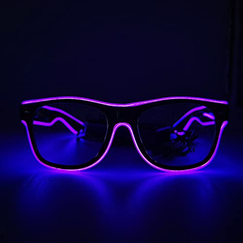 NIWWIN LED Brille, Cyberpunk LED Brille, flexibler Draht Neon Brille,Flashing LED Sonnenbrille Kostüme für Cosplay, Bar, Club, Partybrille, Geschenk, Party Gadgets, EDM, Halloween (1, Lila) von NIWWIN