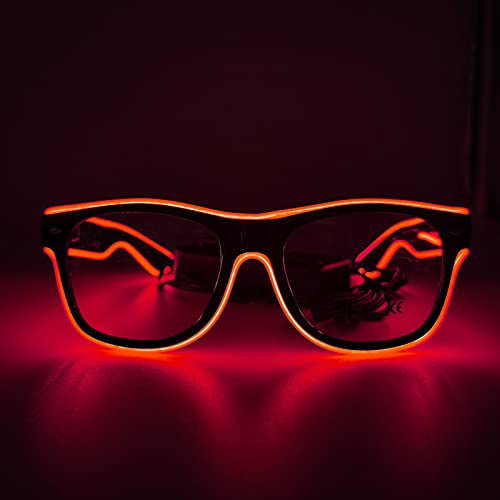 NIWWIN LED Brille, Cyberpunk LED Brille, flexibler Draht Neon Brille,Flashing LED Sonnenbrille Kostüme für Cosplay, Bar, Club, Partybrille, Geschenk, Party Gadgets, EDM, Halloween (1, Rot) von NIWWIN