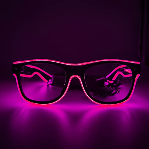 NIWWIN LED Brille, Cyberpunk LED Brille, flexibler Draht Neon Brille,Flashing LED Sonnenbrille Kostüme für Cosplay, Bar, Club, Partybrille, Geschenk, Party Gadgets, EDM, Halloween (1, Rosa) von NIWWIN