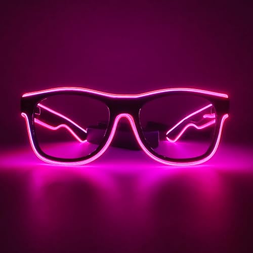 NIWWIN LED Brille, Cyberpunk LED Brille, flexibler Draht Neon Brille,Flashing LED Sonnenbrille Kostüme für Cosplay, Bar, Club, Partybrille, Geschenk, Party Gadgets, EDM, Halloween (1, Rosa) von NIWWIN