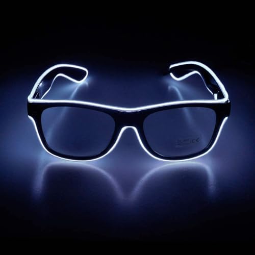 NIWWIN LED Brille, Cyberpunk LED Brille, flexibler Draht Neon Brille,Flashing LED Sonnenbrille Kostüme für Cosplay, Bar, Club, Partybrille, Geschenk, Party Gadgets, EDM, Halloween (1, Weiß) von NIWWIN