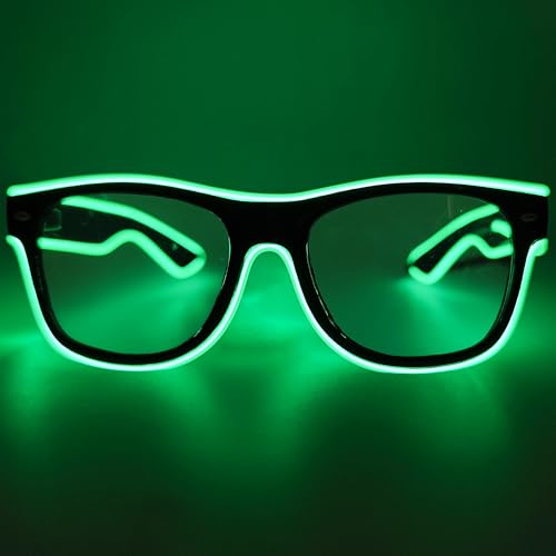 NIWWIN LED Brille, Cyberpunk LED Brille, flexibler Draht Neon Brille,Flashing LED Sonnenbrille Kostüme für Cosplay, Bar, Club, Partybrille, Geschenk, Party Gadgets, EDM, Halloween (1, Grün) von NIWWIN