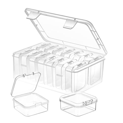 NIXRET Aufbewahrungsbox mit Deckel Kleine, Mini Sortierboxen Plastik Transparent Really Useful, Kunststoff box für Schmuck, Basteln und Zubehör, 15 Stück von NIXRET