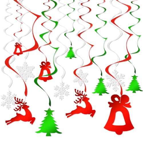 NIXRET 30 Stück Hängende Spiralen, Luftschlangen Party Deko, Wirbel Party Deko Bunt,Folien Wirbel Deckenhänger Doppelspiral Deko für Geburtstag Hochzeiten Weihnachten Karneval von NIXRET