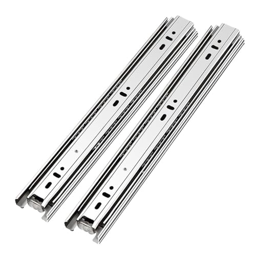 45 mm Edelstahl-Schubladenschienen – seitliche Montage, 3-teilig, 100 lb Tragkraft, sanfter Vollauszug, Geräuschreduzierung, 1 Paar(750mm) von NIYADO