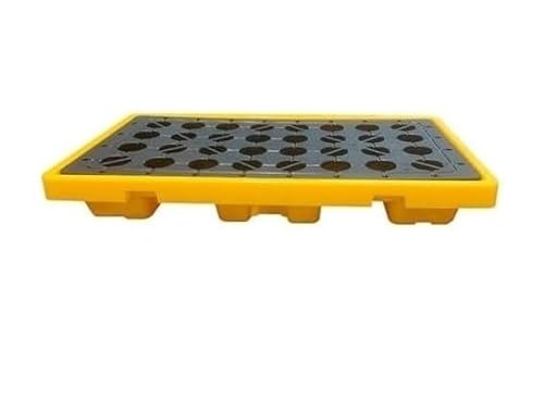 Industrielle Auffangpalette for 2 Fässer – stapelbare Anti-Rutsch-Auffangwanne mit Gabelstaplertaschen, 90–150 l Fassungsvermögen(130x68x17cm) von NIYADO