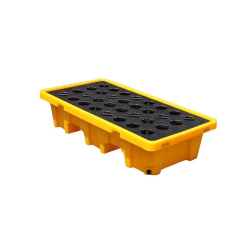 Industrielle Auffangpalette for Fässer mit Ablauf - Modulare Auffangwanne zur Vermeidung von Öl- und Chemikalienlecks(140 L/130x68x30 Cm) von NIYADO