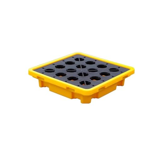 Industrielle Auffangpalette for Fässer mit Ablauf - Modulare Auffangwanne zur Vermeidung von Öl- und Chemikalienlecks(43 L/66x66x15 Cm) von NIYADO
