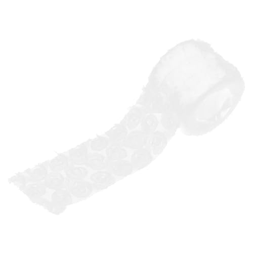NIYANGLE 1 Rolle Buntes Rosen-sticknetz Spitze Aufnäher Floral Aufnähen Bastelgaze Blumenflecken Für Kleidung Bestickte Stickerei Blumenapplique Stickerei-blumenapplikation Weiß Stoff von NIYANGLE