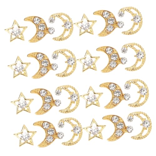 NIYANGLE 1 Satz Nail Charms Dekorative Nagelkunst Mit Mond Und Sternmotiven Für Diy Nageldesigns Glänzende Effekte Für Nail Art 30 Stück von NIYANGLE