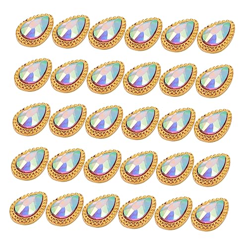 NIYANGLE 1 Satz Schmuck Aus Nagellegierung Nageldiamanten Strasssteine Strass Flache Rückseite Groß Nagelkunstaufkleber Blau Strasskunst Nagelaufkleber Maniküre-strasssteine Golden 30 Stück von NIYANGLE