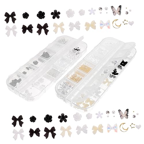 NIYANGLE 1 Satz Schmuck Mit Nageldiamanten Nageledelsteine Nagelschmuck Nagel Strass Nail Strass-kit Blumenschmuck Für Nägel Nagel -strasssteine Nägel Charme Harz 2boxen von NIYANGLE