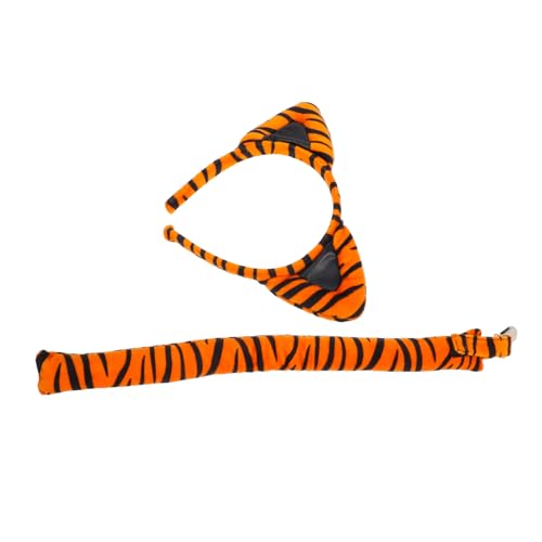 NIYANGLE 1 Satz Tigerkopfschmuck Schwanzsatz Tiere Cosplay-Zubehör Cosplay Party Requisite Tierstirnbänder für Erwachsene Tierparty-Kostümzubehör tierischer Kopfschmuck Plüschstoffe von NIYANGLE