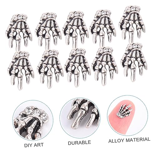 NIYANGLE 10 Stück Hand Skelett Nagelkunst Zubehör aus Legierung Diy Maniküre Dekoration Langlebige Nail Art Dekoren für Halloween und Kreative Designs NIYANGLE 10 Stück Hand Skelett Nagelkunst Zubehör aus Legierung Diy Maniküre Dekoration Langlebige Nail Art Dekoren für Halloween und Kreative Designs von NIYANGLE