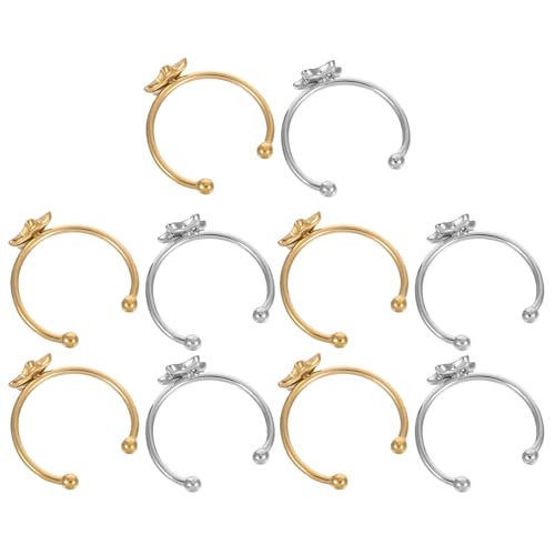 NIYANGLE 10-teiliges Ringrohlings-Set: DIY-Basispad, sternförmige Lünettenschalen mit offener Manschette für Cabochon-Ringe, Glas-Edelsteine, Schmuck, Erwachsene, Frauen von NIYANGLE