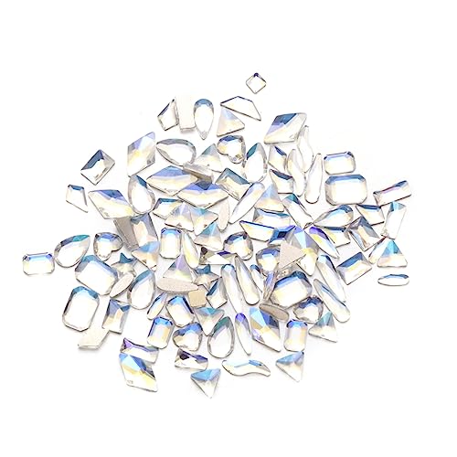 NIYANGLE 100 Stück Nail Art Rhinestones Set Weiße Nagelspitzen Maniküre Charm Aufkleber für Nageldesigns Diy Dekoration für Zuhause und Körperkunst von NIYANGLE