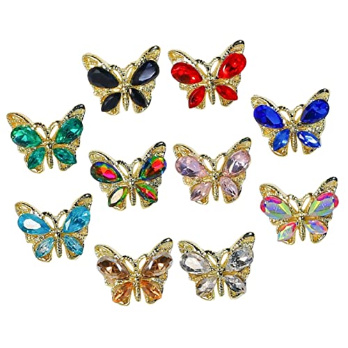 NIYANGLE 10Stücke Teiliges Nagelkunst Schmetterlinge Dekorationen für Maniküren Nail Art Charms für DIY Nail Design und Bastelprojekte von NIYANGLE