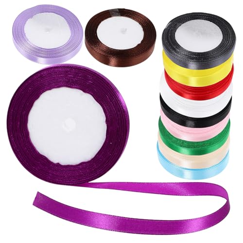 NIYANGLE 12 Rollen Geschenkbänder Satinband für Dekoration und Basteln Vielseitige Geschenkverpackungsbänder Bunten Farben für Hochzeitsdekoration und Diy Projekte Langlebig und Tragbar von NIYANGLE