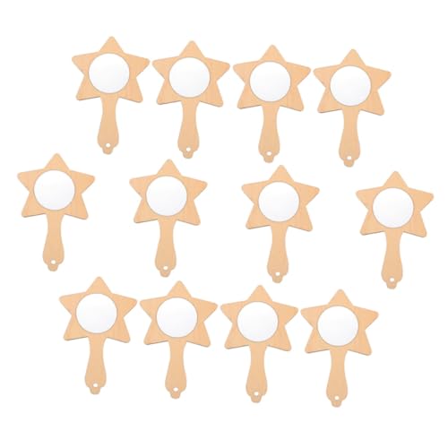 NIYANGLE 12 Stück Teiliges DIY Holzspiegel zum Bemalen für Kleine Handliche Spiegel aus Unbehandeltem Holz Bastelset für Mädchen Jungen für Handwerk und Malprojekte von NIYANGLE