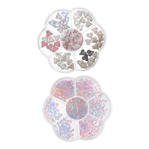 NIYANGLE 2 Boxen Nail Art Zubehör Boxen mit Strasssteinen und Perlen für Nageldesigns Leicht Komfortabel für Diy Bastelprojekte und Nail Art Dekorationen von NIYANGLE