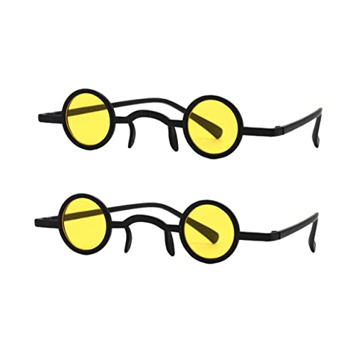 NIYANGLE 2 Paare Vintage- Männer Vintage runden Retro-Partybrille über Brille Frauen würfelunterlage photostickomni -Parodie-Gläser Brille fälschen Yellow NIYANGLE 2 Paare Vintage- Männer Vintage runden Retro-Partybrille über Brille Frauen würfelunterlage photostickomni -Parodie-Gläser Brille fälschen Yellow von NIYANGLE
