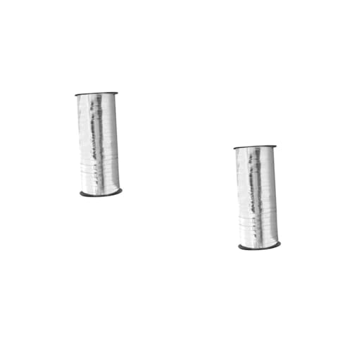 NIYANGLE 2 Pcs 100 Ballon-Luftschlangen verdrahtetes Band Ballonband glänzendes Metallband Junggesellin Silber Ballonbänder Lockenband Geschenkbänder ein Verpackungsband von NIYANGLE