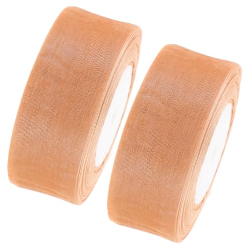 NIYANGLE 2 Rollen Band Zum Basteln Zuschneidbares Geschenkband Erstes Organzaband Bastelband Paketband Tüllband Dekobänder Grünes Band Gelb Verpacken Geburtstag Nylon von NIYANGLE