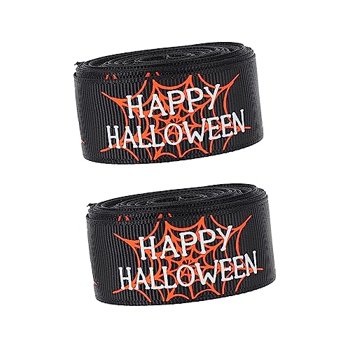 NIYANGLE 2 Rollen Diy Halloween Schleifenband Dekoratives Geschenkband für Bastelarbeiten und Partys Verpackungsmaterial mit Festlichem Design von NIYANGLE