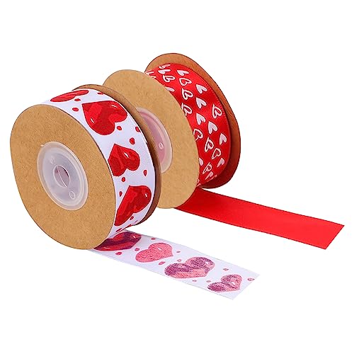 NIYANGLE 2 Rollen Herzbedrucktes Satinband Geschenkband für Valentinstag und Hochzeiten Langlebig zum Verpacken und Dekorieren von Geschenken und DIY Projekten NIYANGLE 2 Rollen Herzbedrucktes Satinband Geschenkband für Valentinstag und Hochzeiten Langlebig zum Verpacken und Dekorieren von Geschenken und DIY Projekten von NIYANGLE