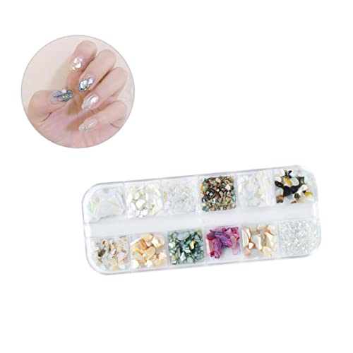 NIYANGLE 2 Sätze Natürliche Nagelornamente Langlebige Shell Flakes Nagelkunst Dekoration Kreative Maniküre Accessoires für Damen Leichte DIY Nageldesign Verzierungen Eleganter Look von NIYANGLE