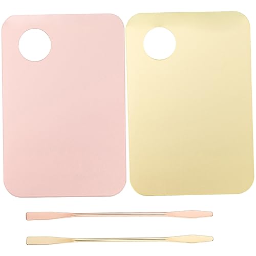 NIYANGLE 2 Satz Acryl Make Up Mischplatte Set mit Spatel Tragbare Kosmetik Mischpalette für Foundation Pigmente und Lippenstift Einfach zu Reinigen Verwenden von NIYANGLE