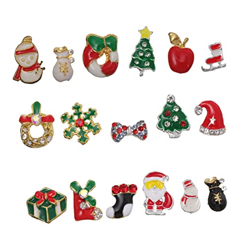 NIYANGLE 20 Stück Teiliges Weihnachts Nagelsticker aus Langlebigem Legierungs Material mit Schneeflocken und Glöckchen Motiven Bunte Maniküre Nieten für DIY Nagelkunst und Anwendung von NIYANGLE