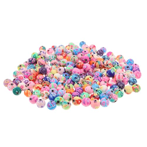 NIYANGLE 200 Stück 10 mm runde Polymer-Tonperlen, bunte Blumen-Abstandshalter, lose Perlen, Charms für die Schmuckherstellung, DIY-Armbänder, Halsketten, Bastelprojekte von NIYANGLE