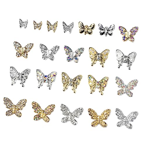 NIYANGLE 22Stücke Schmetterling Charms DIY Nagelornamente Für Nagelkunst Für Natürliche Und Künstliche Nägel Glänzende Effekte Und Einfache Anwendung von NIYANGLE