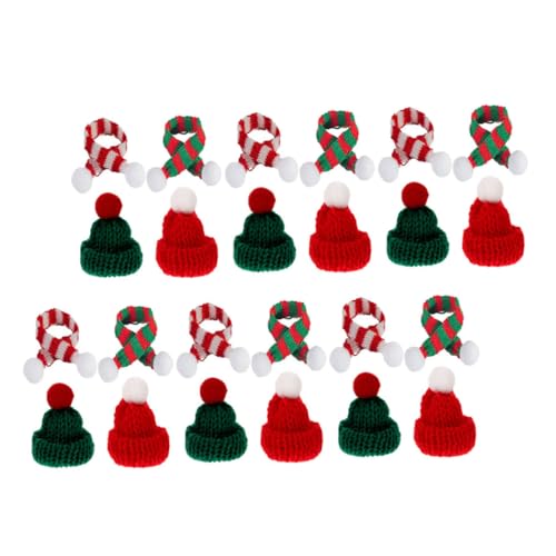 NIYANGLE 24 Stück Teiliges Mini Strickmützen mit Schals Weihnachtliche Flaschenhüllen und Diy Deko Weiche Farbige Mini Hüte und Lange Strickschals für Vielseitige Xmas Bastelarbeiten von NIYANGLE